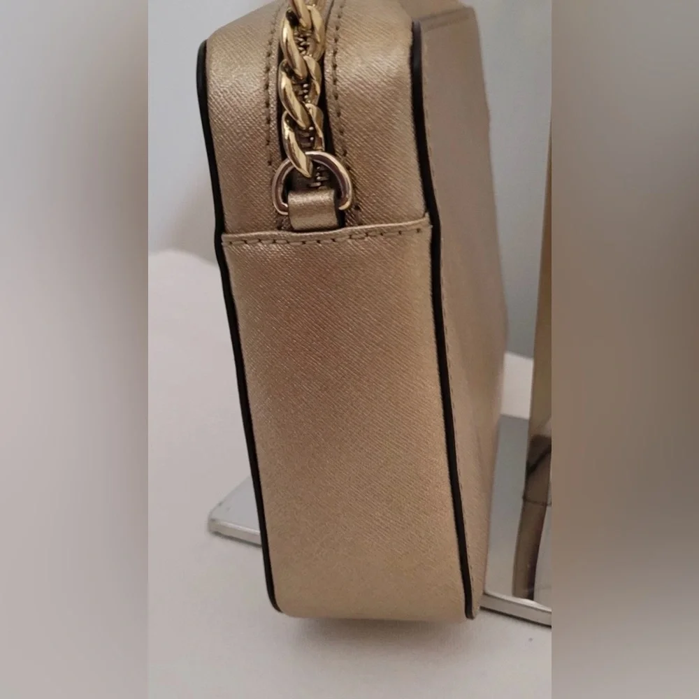 Michael Kors Jet Set Travel Metallic Gold Leather Crossbody Bag